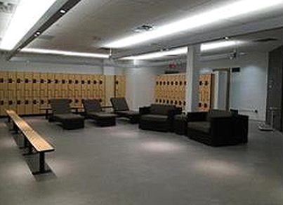 Locker room seating area