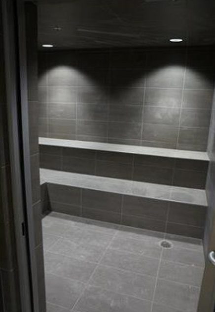 Tiled sauna and steam room
